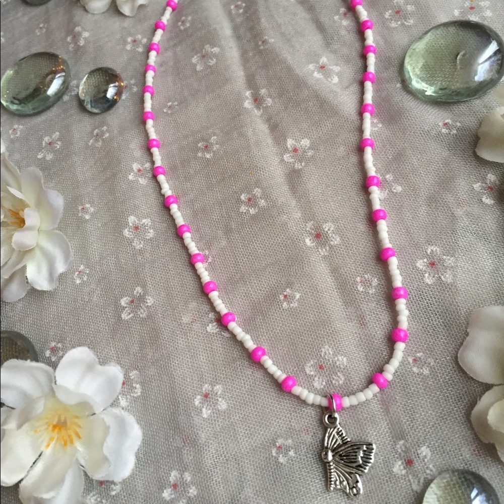 Handmade Butterfly Beaded Necklace